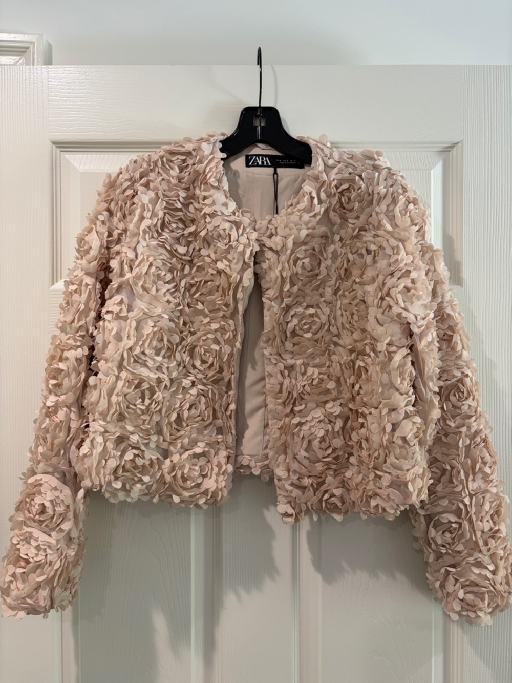 Zara Nude 3D Floral Appliqué Jacket